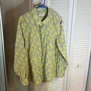 Orvis Yellow Floral Cotton Buttondown Shirt